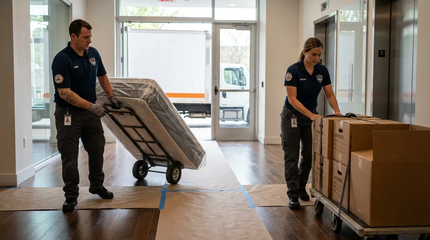 Professional apartment movers loading elevator in Sea Isle City, NJ