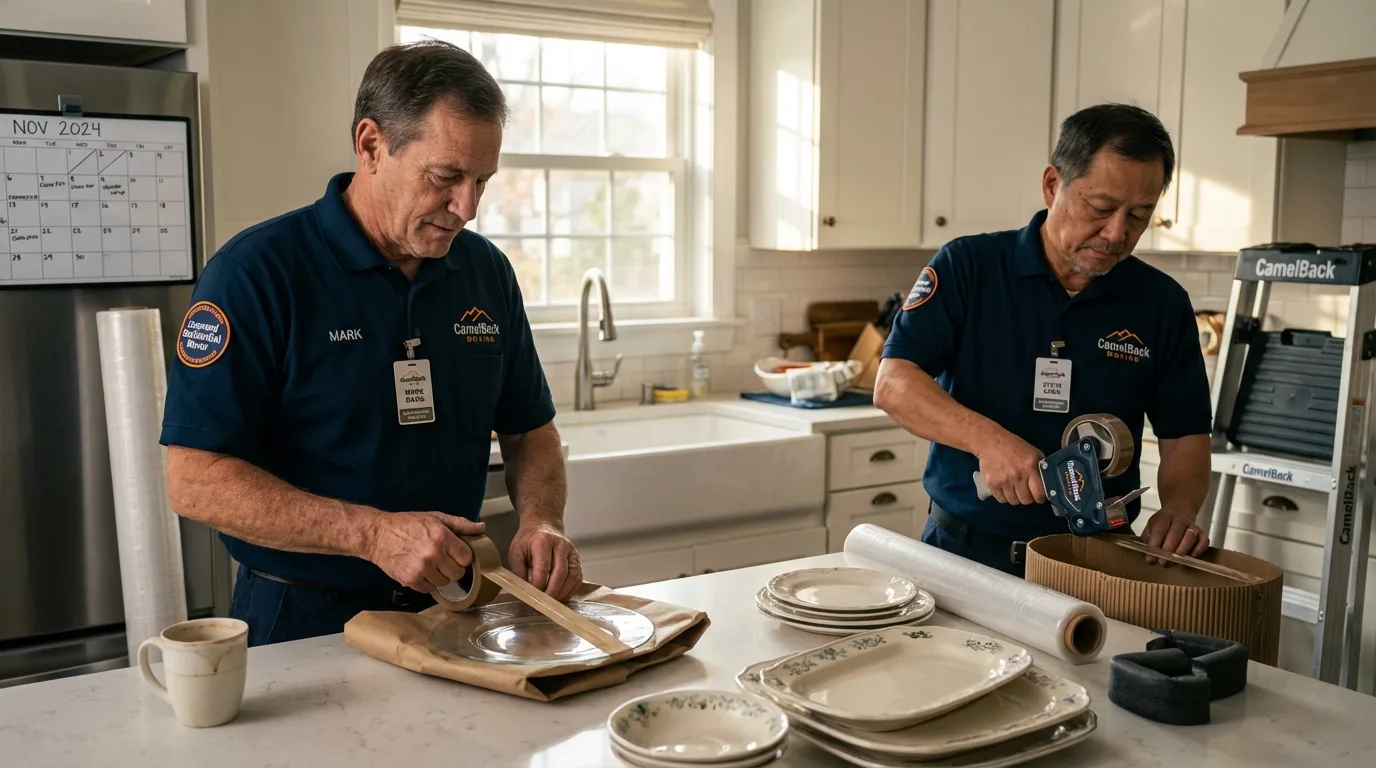 Professional crew packing kitchen dishware in Sea Isle City, NJ